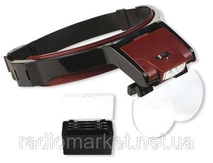 Лупа бінокулярна з LED-підсвіткою, 1,7х2х2,5Х 4,5Х кратне збільшення, MG81001B, фото 1