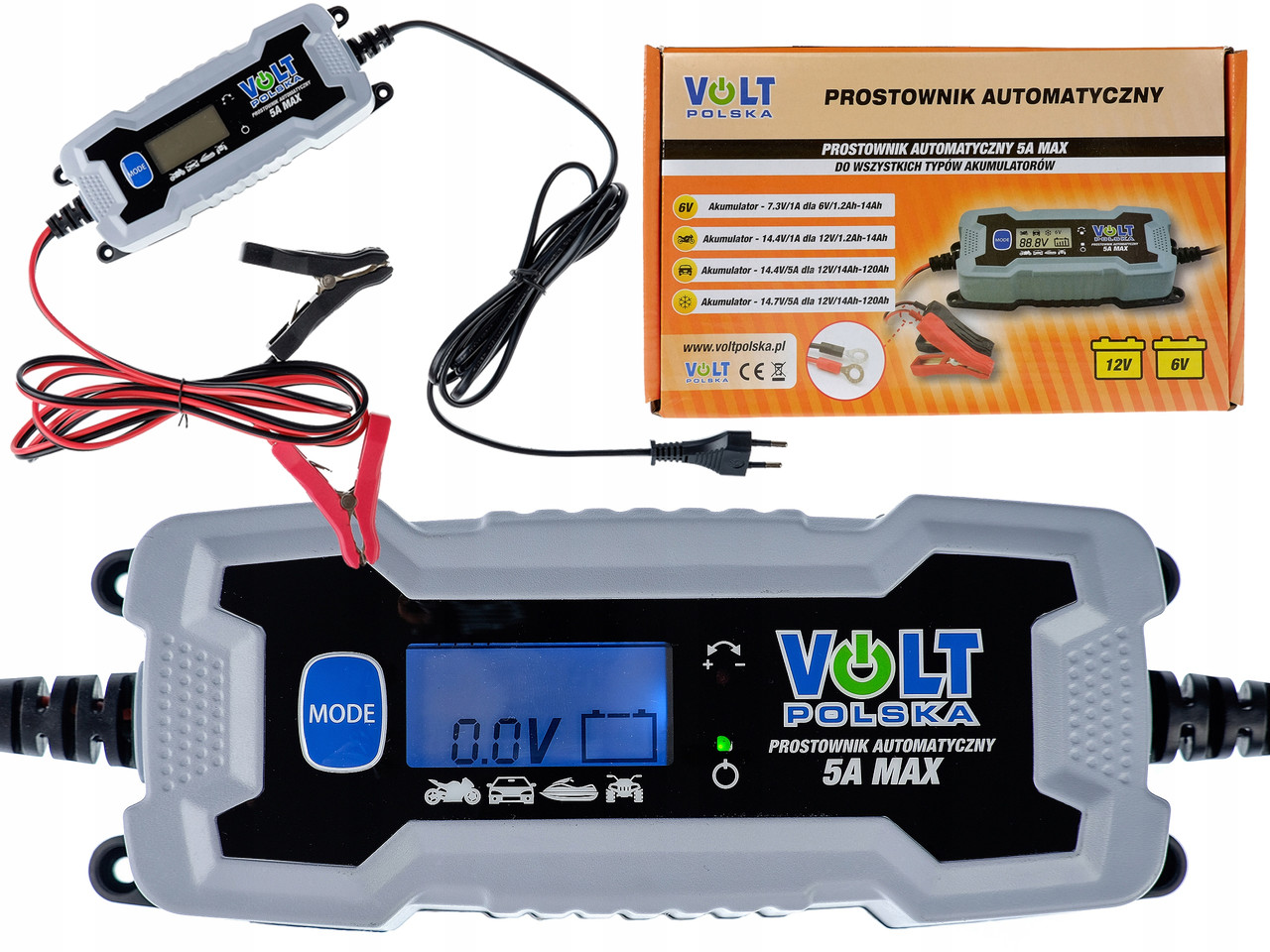 Універсальний зарядний пристрій для акумуляторів VOLT POLSKA 6/12V 5A LCD