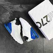 Чоловічі кросівки Nike Air Max 270 сітка,білі з блакитним, фото 2
