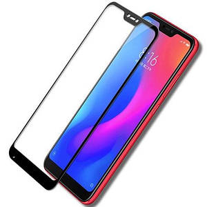 Захисне загартоване скло Full Glue фірми GLASS для смартфона Xiaomi Redmi 6 Pro з чорною рамкою 