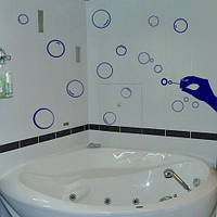 Вінілова наклейка для ванної Мильні бульбашки (самоклеючі наклейки для ванни набір) матова