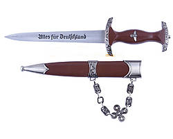 Кортик / кинджал сувенірний німецький дерев'яна рукоятка + піхви в коричневому, точна копія нагородної зброї