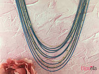 Цепочки на шею многоярусная подвеска 18828 синий с золотистым украшение на шею