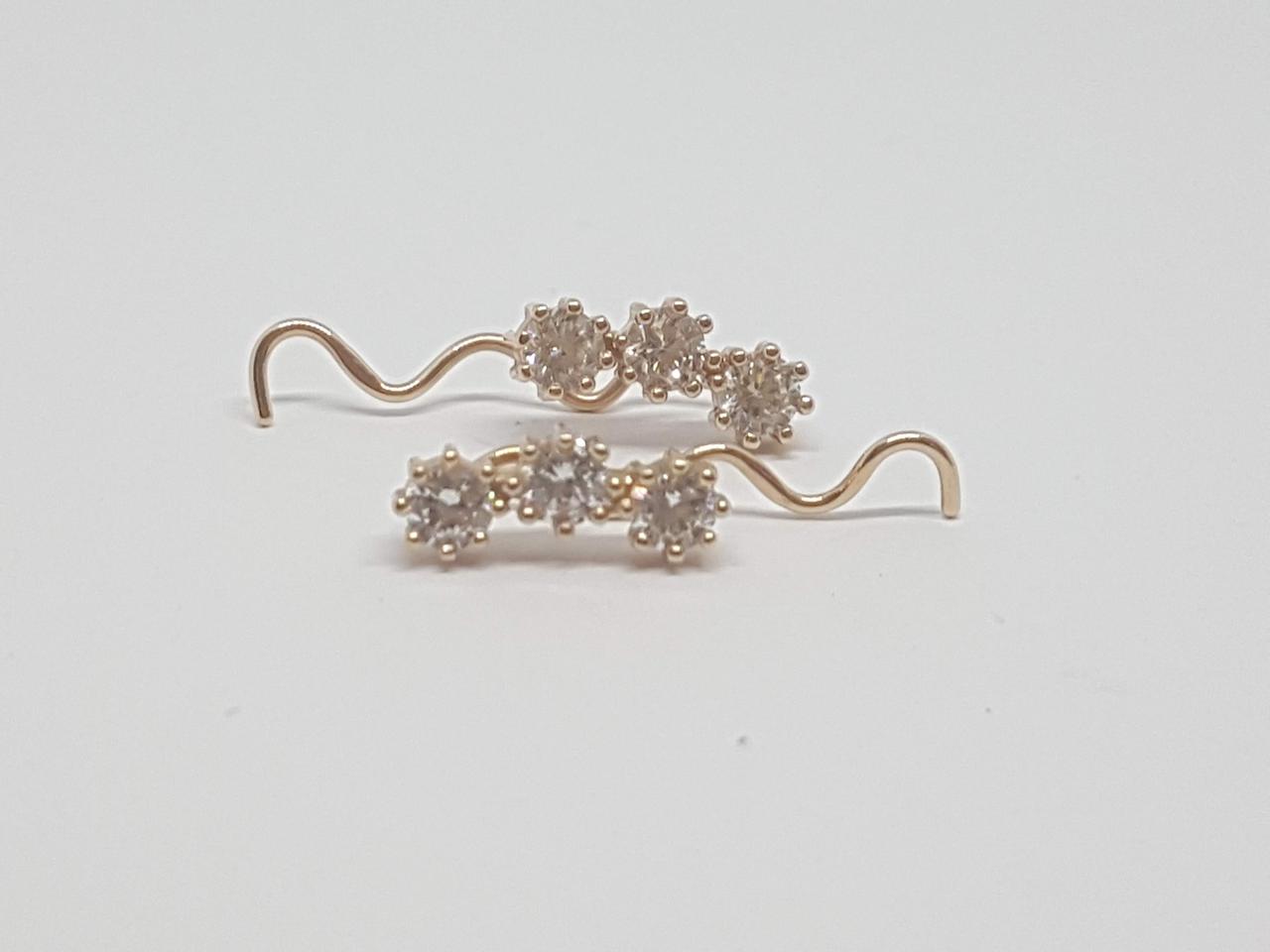 Золоті сережки-кафи з фіанітами. 110198