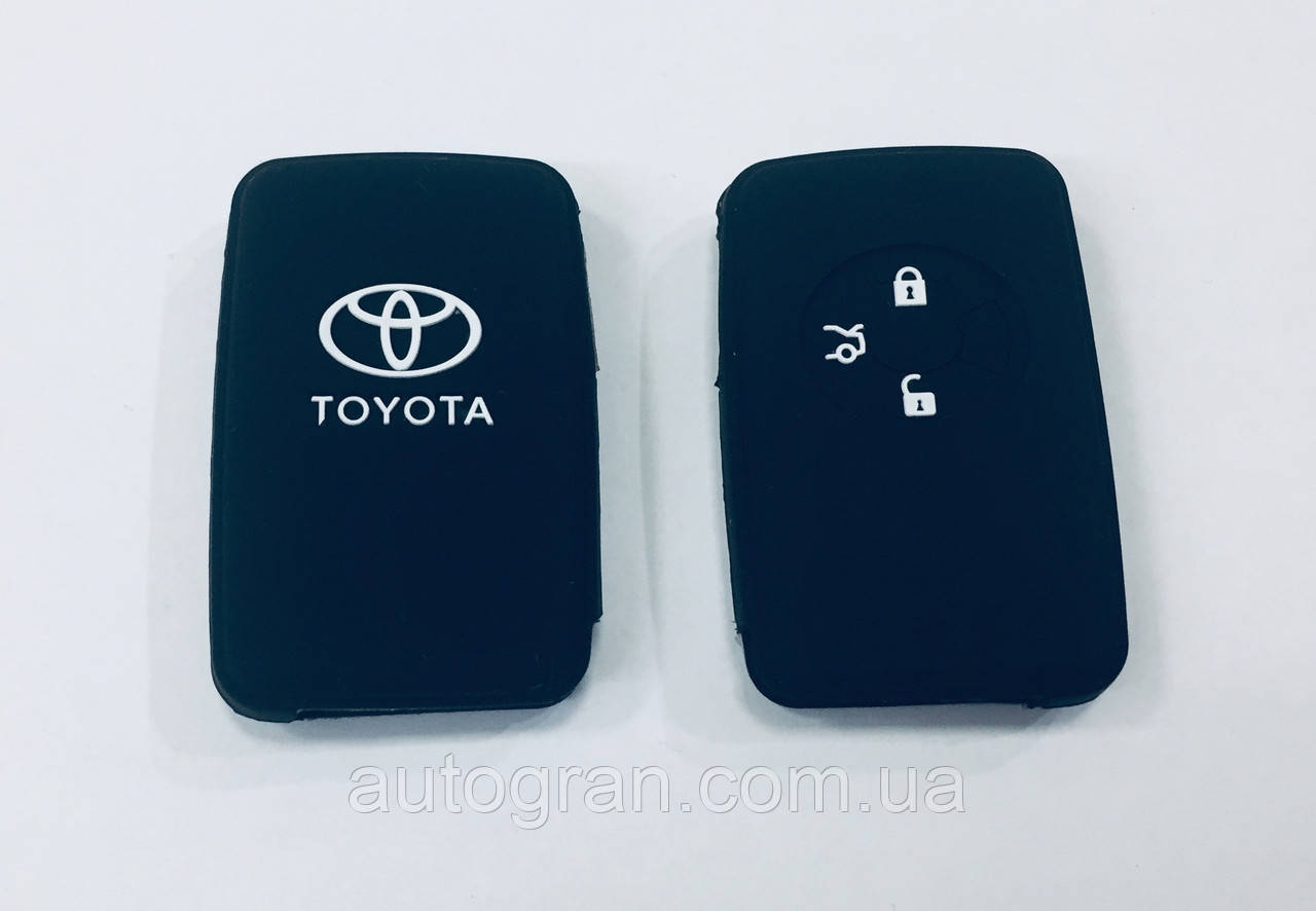 Силиконовый чехол на смарт ключ Toyota тип2 чёрный - фото 1 - id-p327048621