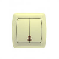 Вимикач Viko Сагмеп 2-кл. з подсв.крем. 2050