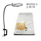 Лупа настільна з LED-підсвіткою MG15124-A, 2,5X +5X збільшення, діаметр лінзи — 90 мм, кріплення струбцина