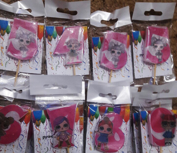 Свічка — цифра святкова для торта " Ляльки  Лол" в асортименті, фото 1