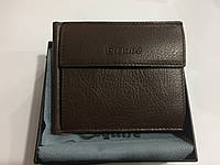 Esquire. Брендовая мужская коричневый кожаный портативный кошелек портмоне- клатч.