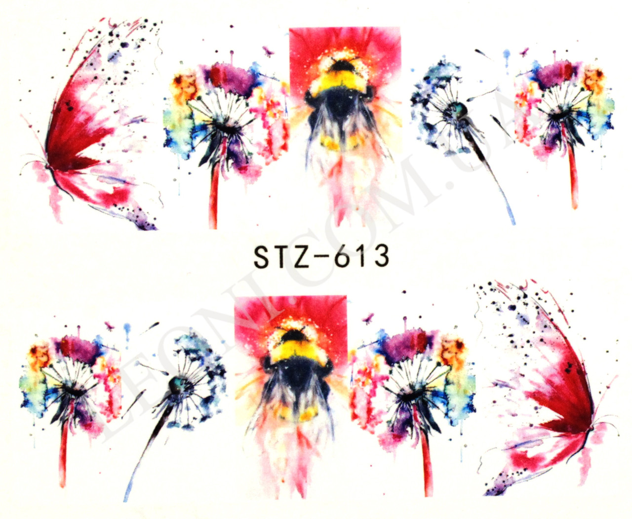 Наклейки для дизайну нігтів метелик, кульбаба STZ-613