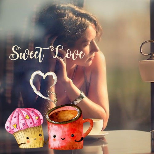 Інтер'єрна вінілова наклейка Кексик і чашечка (оригінальна валентинка любов сердечко день Валентина), фото 1