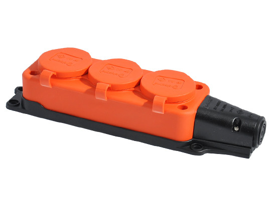 Потрійна розетка, помаранчева IP44