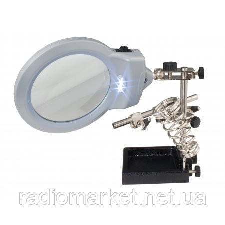 Третя рука з LED-підсвіткою ZD-10M, 5X збільшення, діаметр лінзи — 90 мм, фото 1