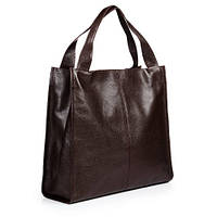 Красивая качественная кожаная женская сумка Mesho шоколадного цвета