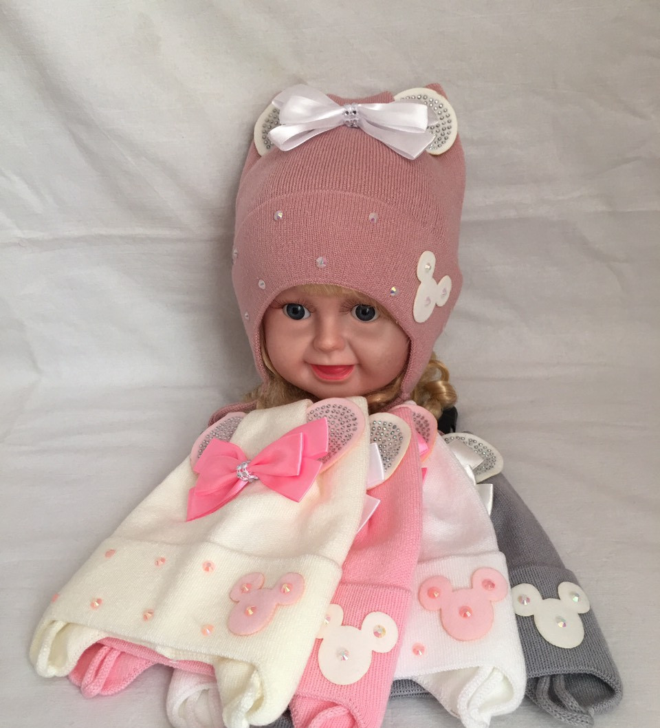 Оптом Дитяча в'язана шапка для дівчинки р 50