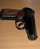 СЕМ - Пістолет Макарова під патрон флобера "ПМФ1" полірований з коричневою рукояттю, фото 3