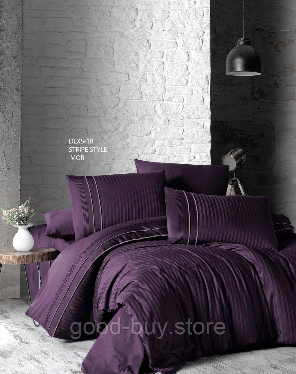 First choice Stripe style mor(purple) delux сатин постільна білизна евро 200х220