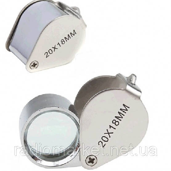 Лупа ручна ювелірна, 20-кратне збільшення, діаметр — 18 мм, MG21174А, фото 1