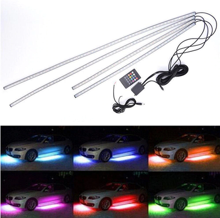 RGB підсвітка днища "Colored car chassis lamp" / пульт + music sound cont (к-кт 4шт) 2х90см, 2х120см, фото 3