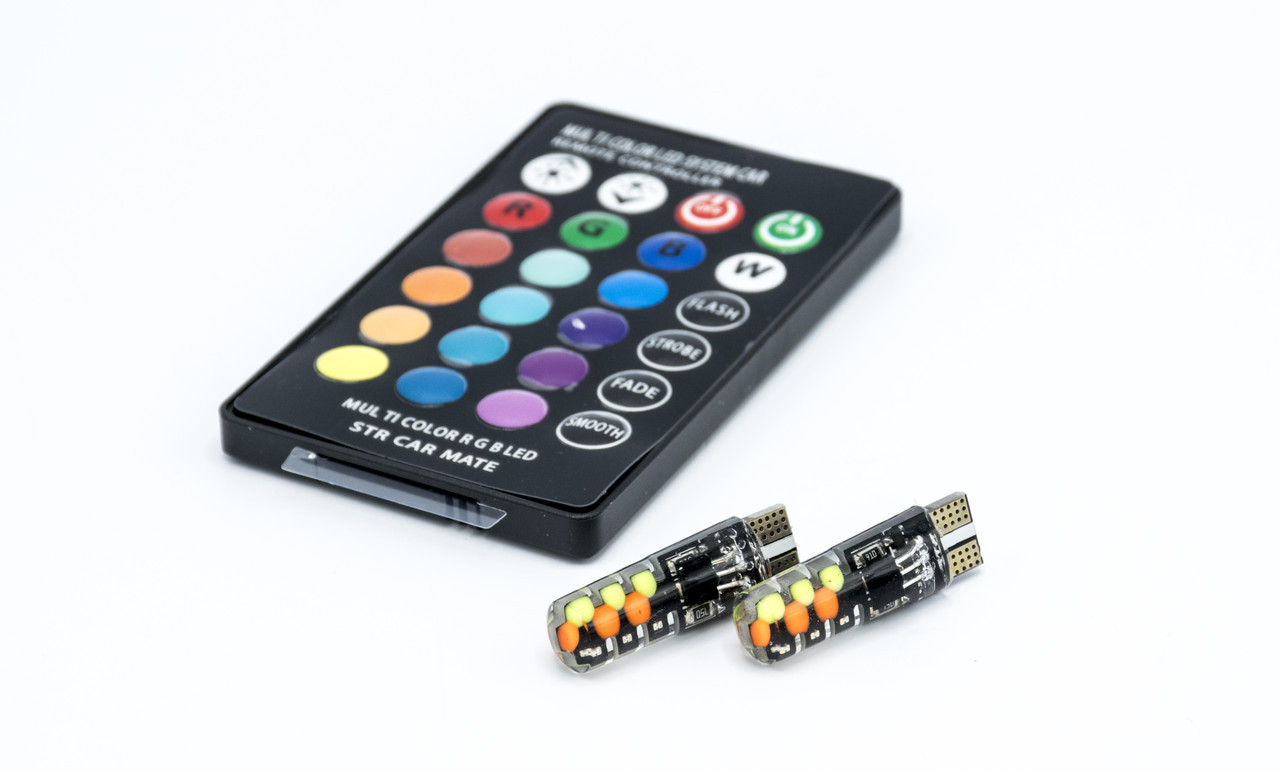 Габарит T10 RGB з пультом (12v 2w)