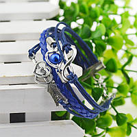 Браслет плетений Серця й нескінченність синій