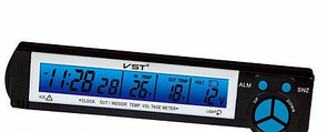 Автомобільні годинник з термометром і вольтметром vst-7043V