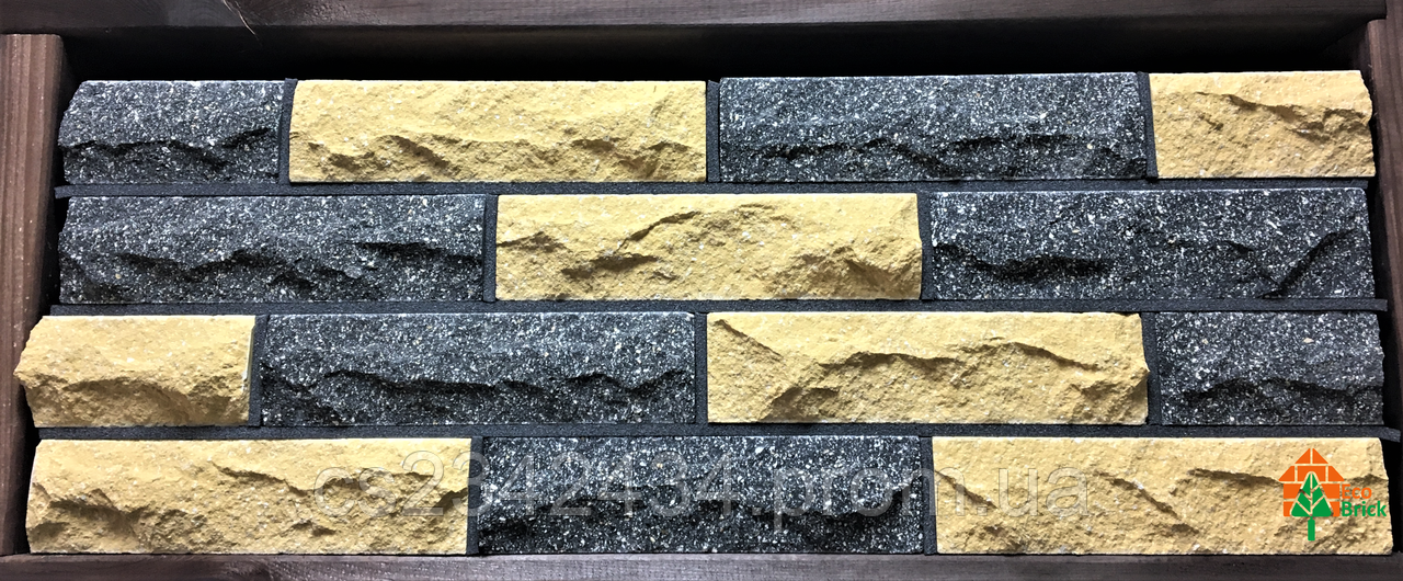 Цегла облицювальна ECOBRICK скеля 250x100x65 мм чорний, жовтий