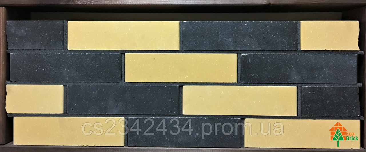 Цеглин облицювальний ECOBRICK гладкий 250x120x65 мм чорний, жовтий