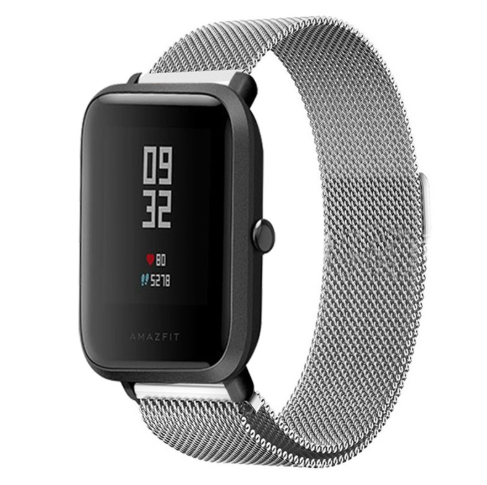 Металевий ремінець MiJobs для Xiaomi Amazfit Bip / Lite / 20 мм міланська петля Срібний 1565P