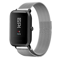 Металлический ремешок MiJobs для Xiaomi Amazfit Bip / Lite / 20 мм миланская петля Серебряный 1565P