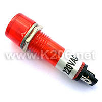 XD7-1-RED Неонка; 220VAC; цвет красный; резьба M7; наружный диаметр 8,0 мм; длина 35 мм