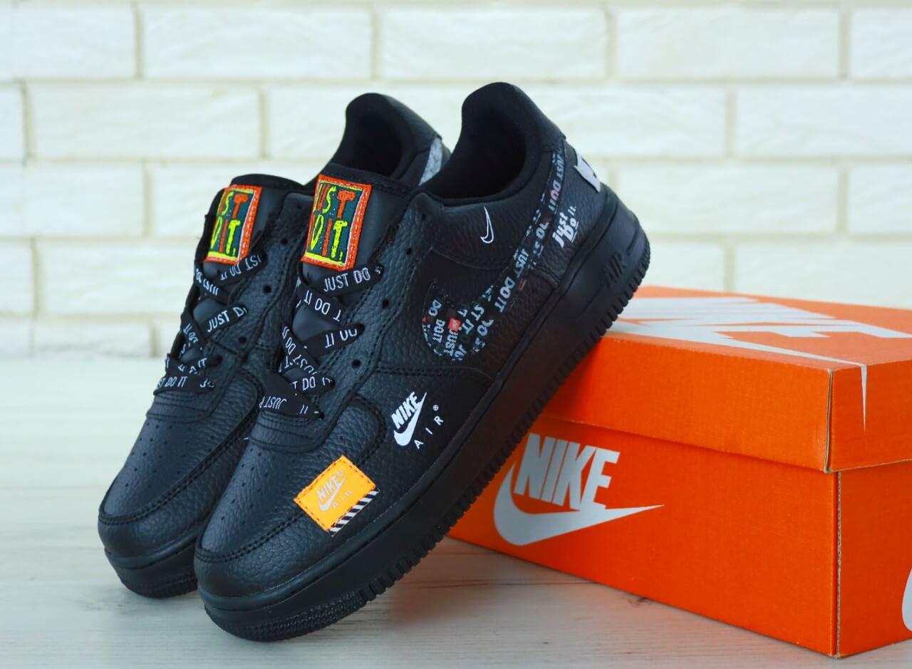 Кросівки Nike Air Force 1 Low Just Do It Black (Кросівки Найк Аір Форс Джаст Дуит чорного кольору 36-45)