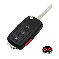 Корпус выкидного ключа с жалом Volkswagen (Фольксваген) (3 кнопки+Panic+логотип GTI)
