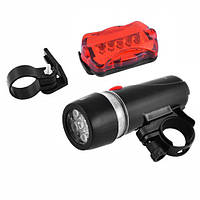 Ліхтар велосипедний FY-812/XY-108-5LED зі стопом, чорний