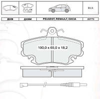 Гальмівні колодки передні Intelli D339E Dacia logan Peugeot 205 309 Renault 19 21 11 clio megane