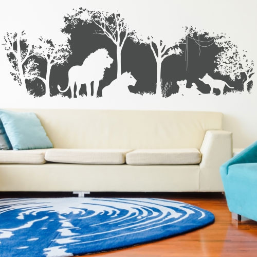 Інтер'єрна наклейка на шпалери Левиний прайд (самоклеючі наклейки сафарі Африка лев ліс 3Д) матова, фото 1