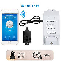 Wifi реле Sonoff TH16 + Si7021 датчик температуры и влажности (16А / AC 250В удаленное управление, умный дом)