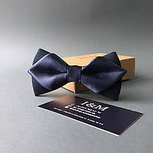 Краватка-метелик I&M Craft з гострими кінцями темно-синій атласний (100148N)