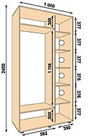 Шкаф-купе 1000*450*2400, 2 двери (Алекса)