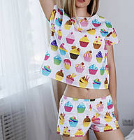 Хлопковая женская пижама в приложено Домашний женский комплект