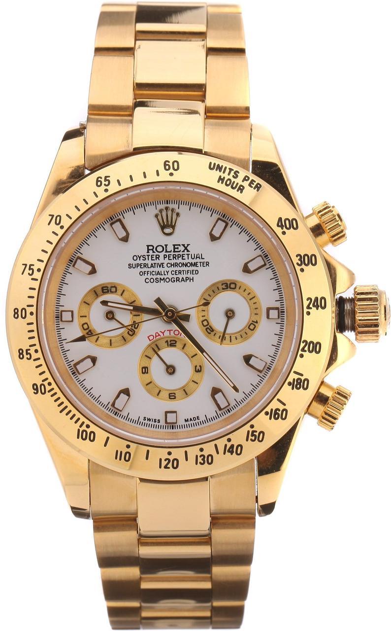 Механіка Rolex Daytona Gold ролекс механічний годинник чоловічий золото з білим циферблатом