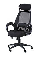Офісне комп'ютерне крісло з підлокітниками спинка сітка Briz black fabric чорне Special4You