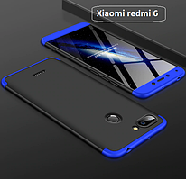 Чохол-бампер GKK 360 для Xiaomi Redmi 6 — чорний із бежевими вставками синій