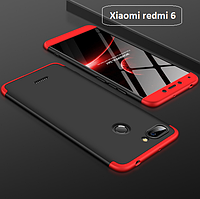 Чохол-бампер GKK 360 для Xiaomi Redmi 6 — чорний із бежевими вставками червоний