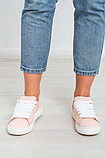 Жіночі шкіряні кеди на шнурівці пудра-наплак Powder, фото 5