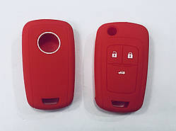 Силіконовий чохол на викидний ключ Opel Chevrolet 3 кнопки червоний