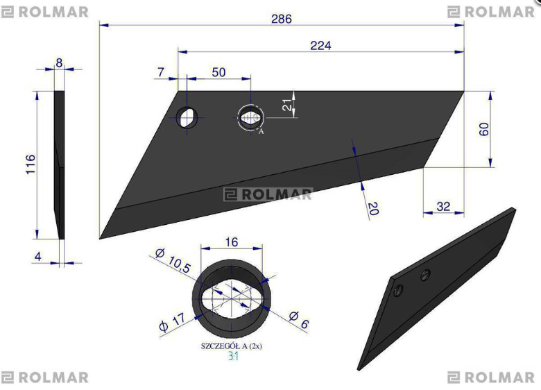 Крило RAU 925371 L-260mm (ліве)