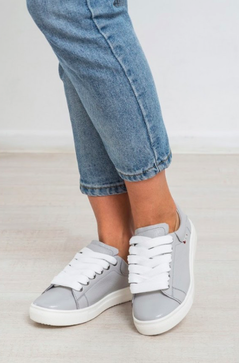 Жіночі шкіряні кеди GREY (сірий), фото 1