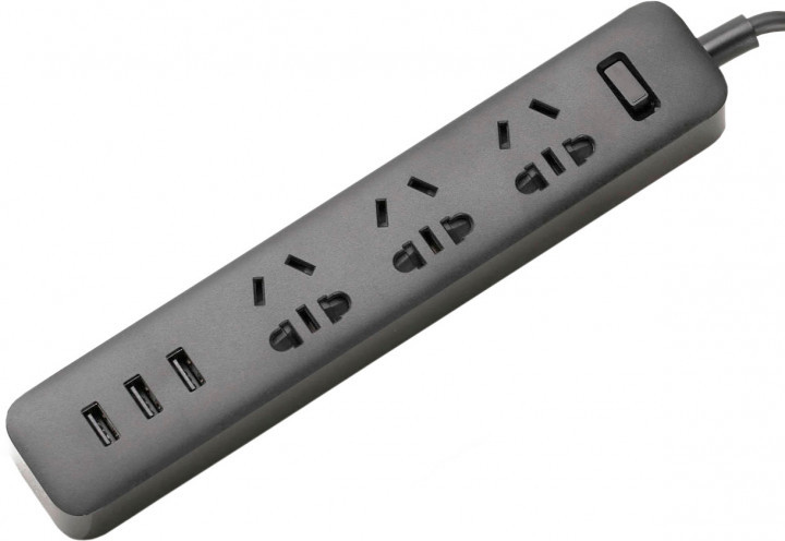 Подовжувач XIAOMI MI Power strip 3 USB + 3 розетки (black), фото 1