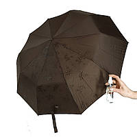 Жіноча парасоля напівавтомат на 10 спиць Bellisimo "Flower land", проявлення, коричневий колір, 0461-8